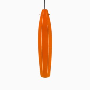 Hängelampe aus Orangefarbenem Muranoglas von Alessandro Pianon für Vistosi, 1960er