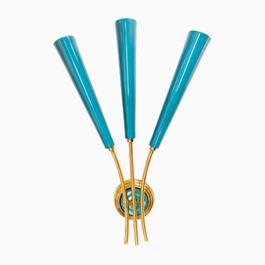Golden and Blue Sputnik 3-Light Wall Lamp