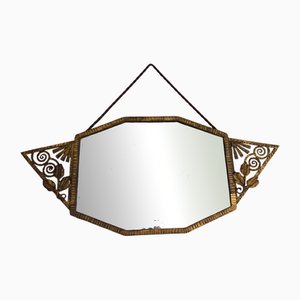 Large Mirror in Hammered Wrought Iron