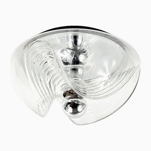 Large Mid-Century Space Age Wave / Futura Ceiling Light in Glass by Koch & Lowy for Peill & Putzler, Germany, 1970s