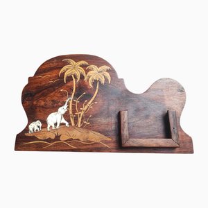 Art Deco Wooden Standing Business Card Holder, 1920s