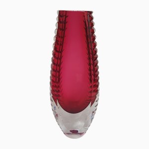 Hand-Cut Overlay Vase by Beyer & Co., 1960s
