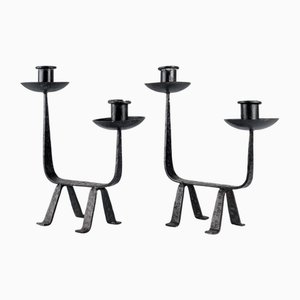 Wrought Iron Candlesticks, 1950s, Set of 2