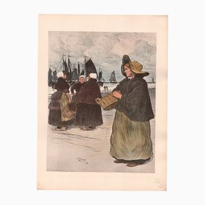 Louis Borgex, Les Sardinières, 1898, Lithographie Originale