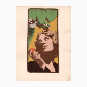 Angelo Jank, La Femme au Parroquet, 1898, Original Lithograph