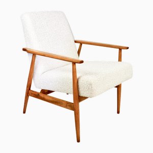 Vintage Ivory White Boucle Fox Easy Chair, 1970s