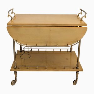 Mid-Century Italian Lacquered Parchment Drop Leaf Drinks Trolley by Aldo Tura, 1960s