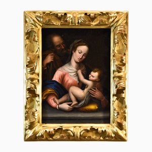 Tuscan School, Holy Family, 17th-18th Century, Oil on Panel, Framed
