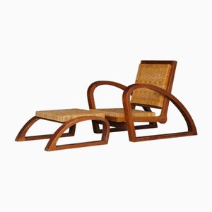 Französischer Vintage Sessel & Ottomane von Francis Jourdain, 1920er, 2er Set