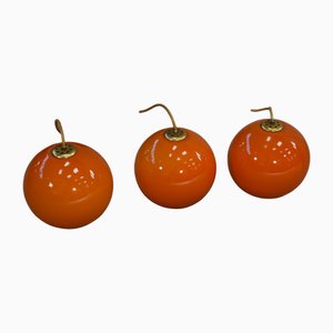 Vintage Ball Pendant Lights in Orange Opaline, 1970s, Set of 9
