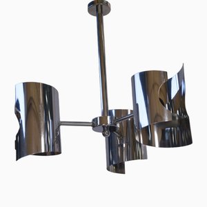 Vintage Chrome Steel Pendant Light, 1970s