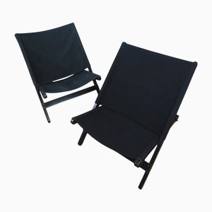 Postmoderne Hestra Klappsessel aus schwarzem Canvas von Tord Bjorklund für Ikea, 1991, 2er Set