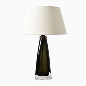 Grüne Rauchglas Tischlampe von Orrefors, 1960er