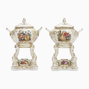 Antique German Porcelain Incense Burners from KPM, 1800s, Set of 2