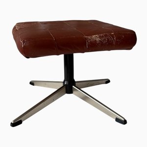 Vintage Danish Leather Patchwork Ottoman, 1970s
