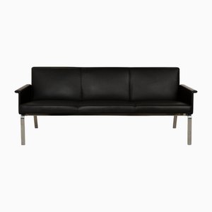 3-Seater Sofa in Black Leather and Chrome from Cor