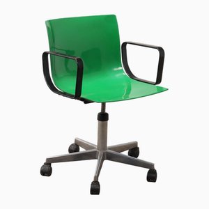 Vintage Green Plastic Adjustable Swivel Chair, Italy, 1970s