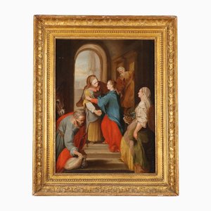 Italienischer Künstler, Die Heimsuchung, 1800er, Öl auf Leinwand, Gerahmt