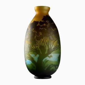 Antique Glass Vase in the style of Gallè, France, 20th Century