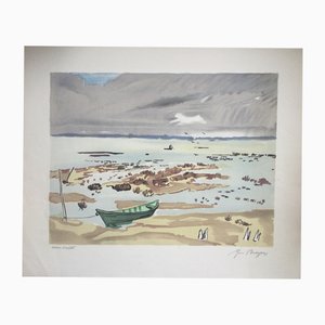 Yves Brayer, Boat in the Camargue, Original Signed Lithograph