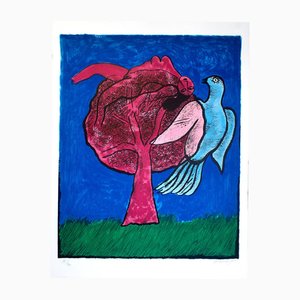 Lithographie Originale Corneille, The Red Tree, 2001