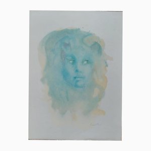 Leonor Fini, Blaues Gesicht, Lithographie