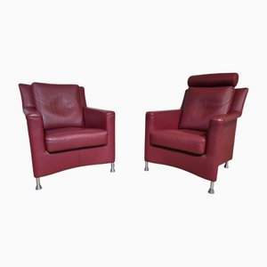 Set of Paian Chairs in Red Leather by Leolux
