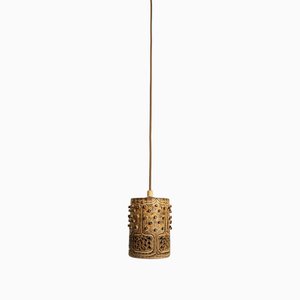 Brown Ceramic Pendant, Denmark, 1960s