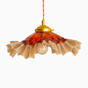 Lampada a sospensione Art Deco in vetro di Murano rosso, anni '70