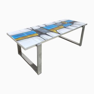 Vintage Ceramic Tile Coffee Table from Denisco, 1960s