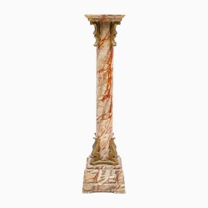 Petite Colonne Piédestal en Faux Marbre, 19ème Siècle