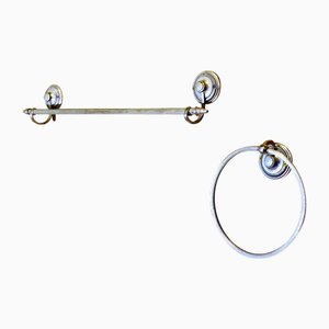Silver Plated Towel Rail and Towel Ring, 1980, Set of 2