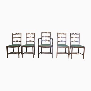 Chaises de Salle à Manger Ondulées à Dossier Échelle, 1960, Set de 5