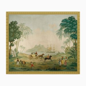Panoramic Wallpaper Panel with Exotic Scene in the style of Zuber, 1810
