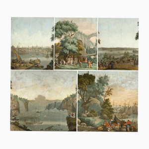Tapeten aus der Serie Views of North America von Zuber, 1840, 5er Set