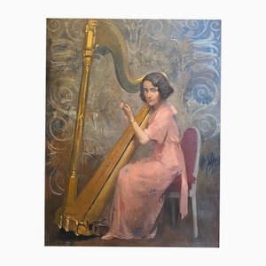 Jules Courvoisier, Harmonic Sounds, Oil on Canvas, Framed