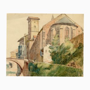 Eleanor Hughes RI, Saint-Jean-Pied-de-Port, Pyrenees, France, 1920, Watercolour