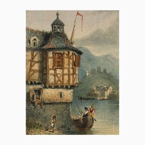 D'après Samuel Prout, Nieder Lahnstein sur le Rhin, 1830, Aquarelle