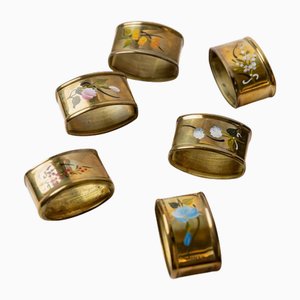 Vintage Brass Napkin Rings, 1940s, Set of 6
