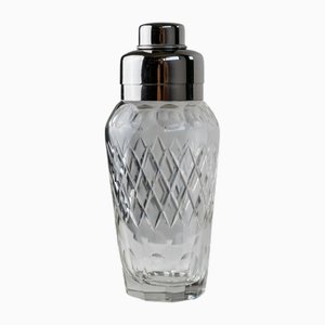 Vintage Crystal Glass Cocktail Shaker in Stainless Steel, 1960s