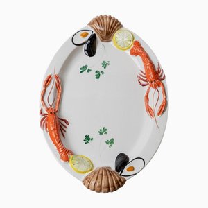 Plato para mariscos vintage de cerámica de Siro, años 80