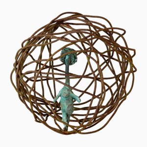 Óscar Aldonza Torres, Venus Figure in Cage, 2019, Lost-Wax Bronze and Forged Iron