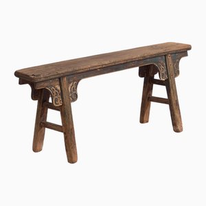 Antique Asian Navy Blue Bench, 1870s