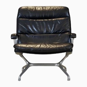 Vintage Leather Lounge Chair by Paul Tuttle for Strässle, 1967