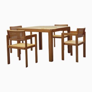Table et Chaises de Salle à Manger Vintage en Frêne par Derk Jan De Vries pour Maisa De Seveso, Italie, 1970s, Set de 5