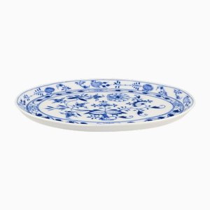Plateau à Onion Bleu en Porcelaine avec Décoration Peinte à la Main de Meissen, Allemagne, 1890s