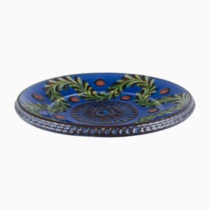 Large Ceramic Dish with Foliage Decor from Kähler, Denmark, 1930s