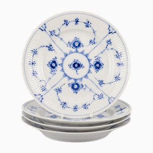 Small Lunch Plates in Blue Fluted Porcelain from Royal Copenhagen, 1980s, Set of 4