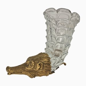 Vase in Glass and Gold-Plated Metal from Barovier, 1970s