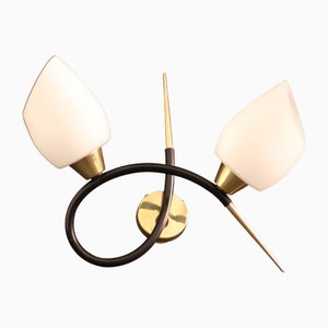 Sconce with Brass and Glass Shades from Lunel, France, 1960s